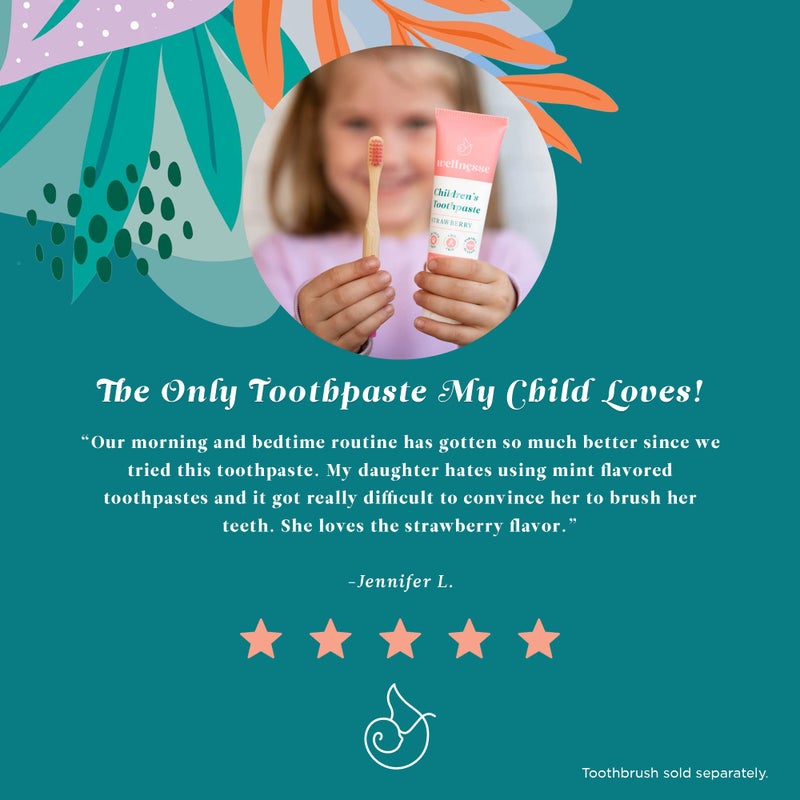 Wellnesse Kids Hydroxyapatite Toothpaste with Xylitol - Fluoride Free Toddler & Children's Natural Toothpaste  Freshens Breath  Sensory-Friendly Oral Care  Vegan  Strawberry Flavor  4 oz (Pack of 3) - Image 5